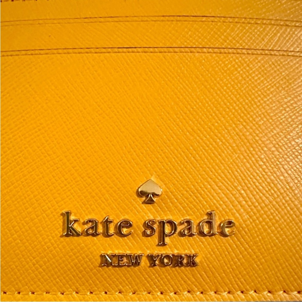 KATE SPADE Madison Daffodil Yellow Card Holder in Saffiano Leather Gold Hardware - Picture 4 of 8